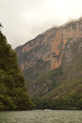 The steep and beautiful Sumidero Canyon in Chiapas, Mexico