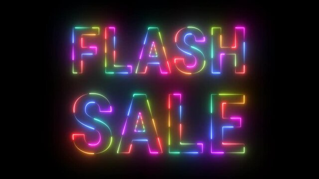 flash sale sign banner flicker light moving motion effect on black background