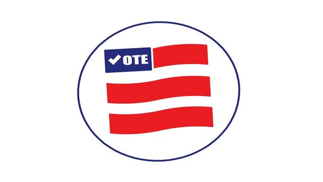 Vote logo. US American presidential election 2020. Vote word with checkmark symbol inside. Political election campaign logo. Applicable as part of badge design.