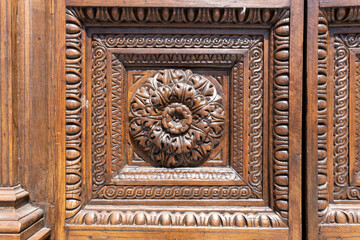 old ornate wooden door with beautiful carvings