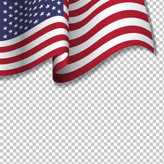 Waving flag of the United States of America for independence Day isolated on transparent background © ahmad