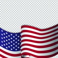 Obraz premium Waving flag of the United States of America for independence Day isolated on transparent background