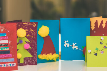 unique creative colorful christmas cards made by children