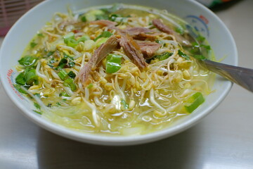 Soto ayam - Indonesian specialties made from vegetables and chicken, delicious chicken soup is ready to eat