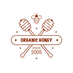 Honey production company outline badge or logo design