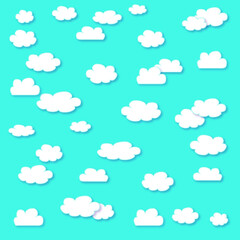 seamless pattern with clouds, vector blue background