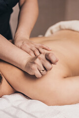 Therapeutic wellness back massage for scoliosis - posture correction - pain in the cervical spine