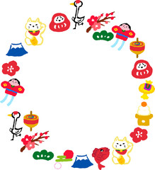 Fototapeta premium 正月素材丸フレーム