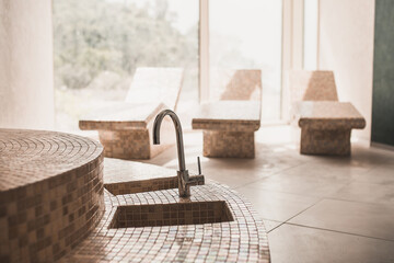 Sauna interior - fine mosaic tiles - spa