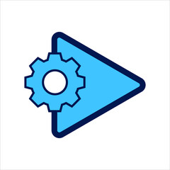 setting icon. setting withplay button symbol. Concept of multimedia setting . Vector illustration, vector icon concept.