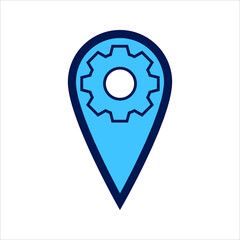 setting icon. setting with location symbol. Concept of location setting . Vector illustration, vector icon concept.