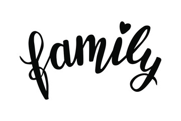 Fototapeta na wymiar Family hand lettering vector for holidays like christmas and thanksgiving day. 