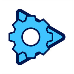 setting icon. setting withplay button symbol. Concept of multimedia setting . Vector illustration, vector icon concept.