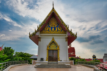 Chachoengsao / Thailand / September 4, 2020 : Wat Udom Mongkol, This temple is the last temple of Luang Por Ottam.  The master monk from Wat Wang Wiwekaram Sangkhla Buri. Buddha statue at temple