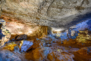 Hang Sung Sot Cave or Surprise Cave in Halong bay, Vietnam.