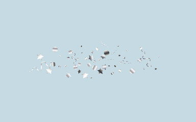 Silver Spiral Celebrate Vector Blue Background. 