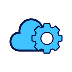 setting icon. setting with cloud symbol. Concept of cloud computing setting . Vector illustration, vector icon concept.