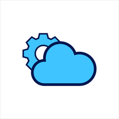 setting icon. setting with cloud symbol. Concept of cloud computing setting . Vector illustration, vector icon concept.