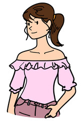 オフショル-肩出しファッション-カラー