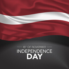 Latvia happy independence day greeting card, banner, vector illustration