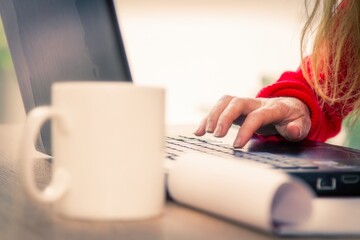 using computer keyboard in office