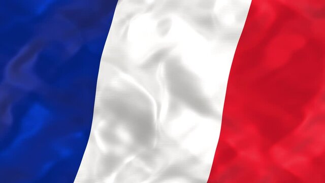 Realistic looping 3D animation of the national flag of France rendered in UHD