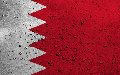 Bahrain flag with drops. 3D Illustration