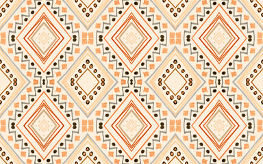 Seamless Aztec Print. Modern Ikat Ornament. Brown 