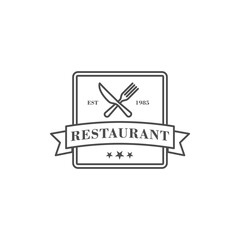 Restaurant logo, Fork and knife logo vector
