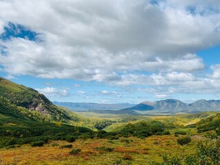 landscape with mountains and clouds