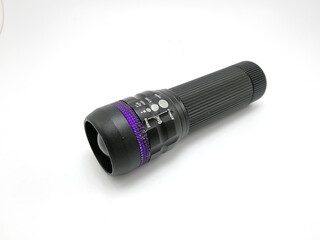 Black portable flashlight battery operated with led light