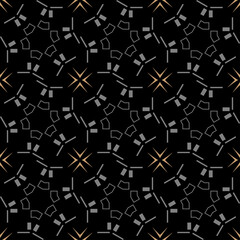 Dark background pattern. Seamless geometric wallpaper texture. Image colors: black, gray, gold. Vector illustration