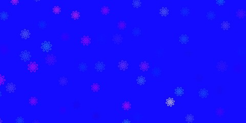 Light Blue, Red vector doodle background with flowers.