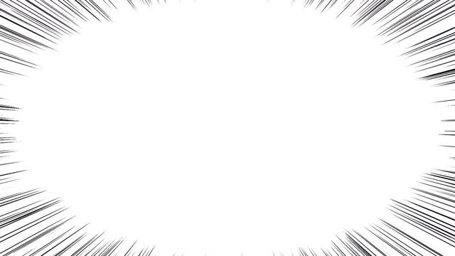 黒の漫画効果線。線は細く短め。背景透過済み。20秒のロングバージョン。