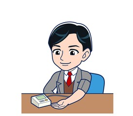 Male teacher in a gray jacketA