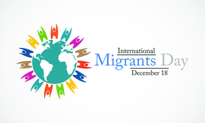 Fototapeta na wymiar Vector illustration on the theme of International Migrants day observed each year on December 18th across the globe.