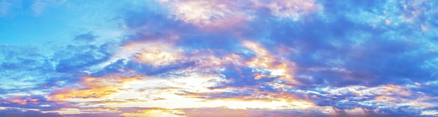 Sunset with cloudy on banner sky background. 