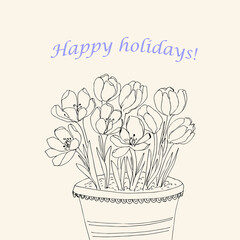 Vector floral card with crocus