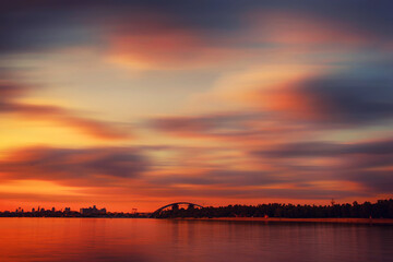 Obraz premium Sunset over Dnipro