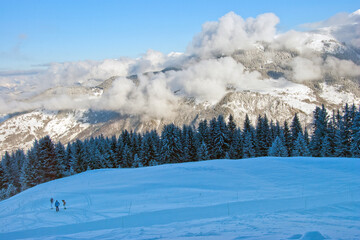 Fototapeta na wymiar Courchevel La Tania Les Trois Vallees 3 Valleys ski area French Alps France