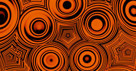 Render with kaleidoscope of abstract orange balls