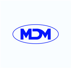MDM company monogram in oval shape. MDM blue logo.
