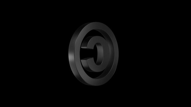 3D copyright symbol spinning. Alpha channel. Seamless looping.