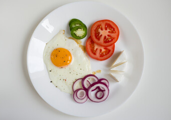 Egg wirh jalupeno tomato camambert and onion