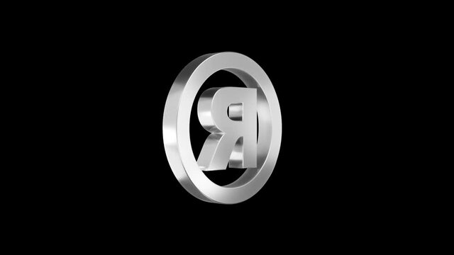 3D registered trademark icon spinning. Alpha channel. Seamless looping.