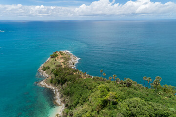 Fototapeta na wymiar Amazing landscape nature scenery view of Beautiful tropical sea with Sea coast view in summer season image by Aerial view drone top down, high angle view.