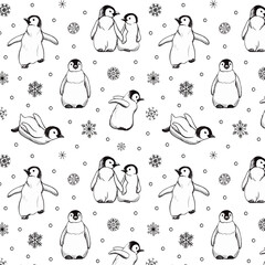 Pattern with penguins and snow.