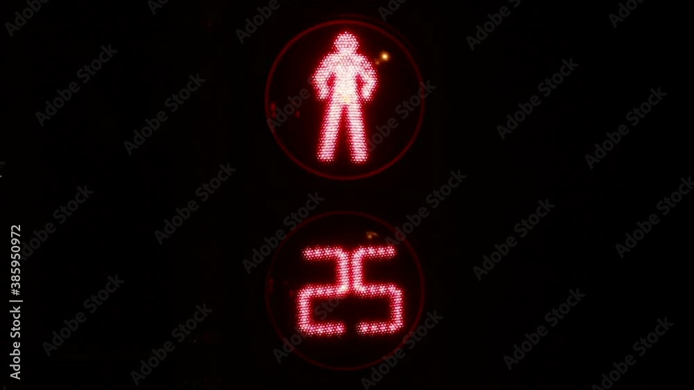 Poster traffic light with timer. red man. inhibit signal