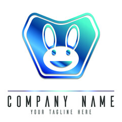 Cheerful rabbit, simple and clear design logo template. Graph symbol for pet and veterinary web site and apps design.