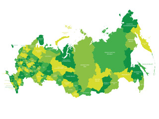 Russia - political map of federal divisions